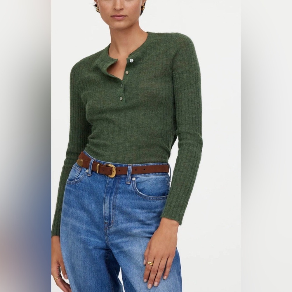 Madewell Green Ribbed Sweater